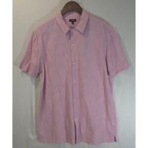 Express Mens Textured Short Sleeve Button Up Shirt Light Pink Size Medium‎
